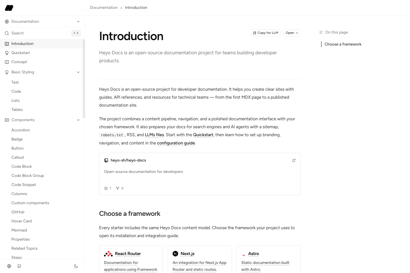 Grain theme rendering of the Introduction page