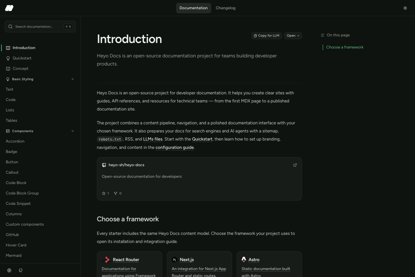 Moss theme rendering of the Introduction page