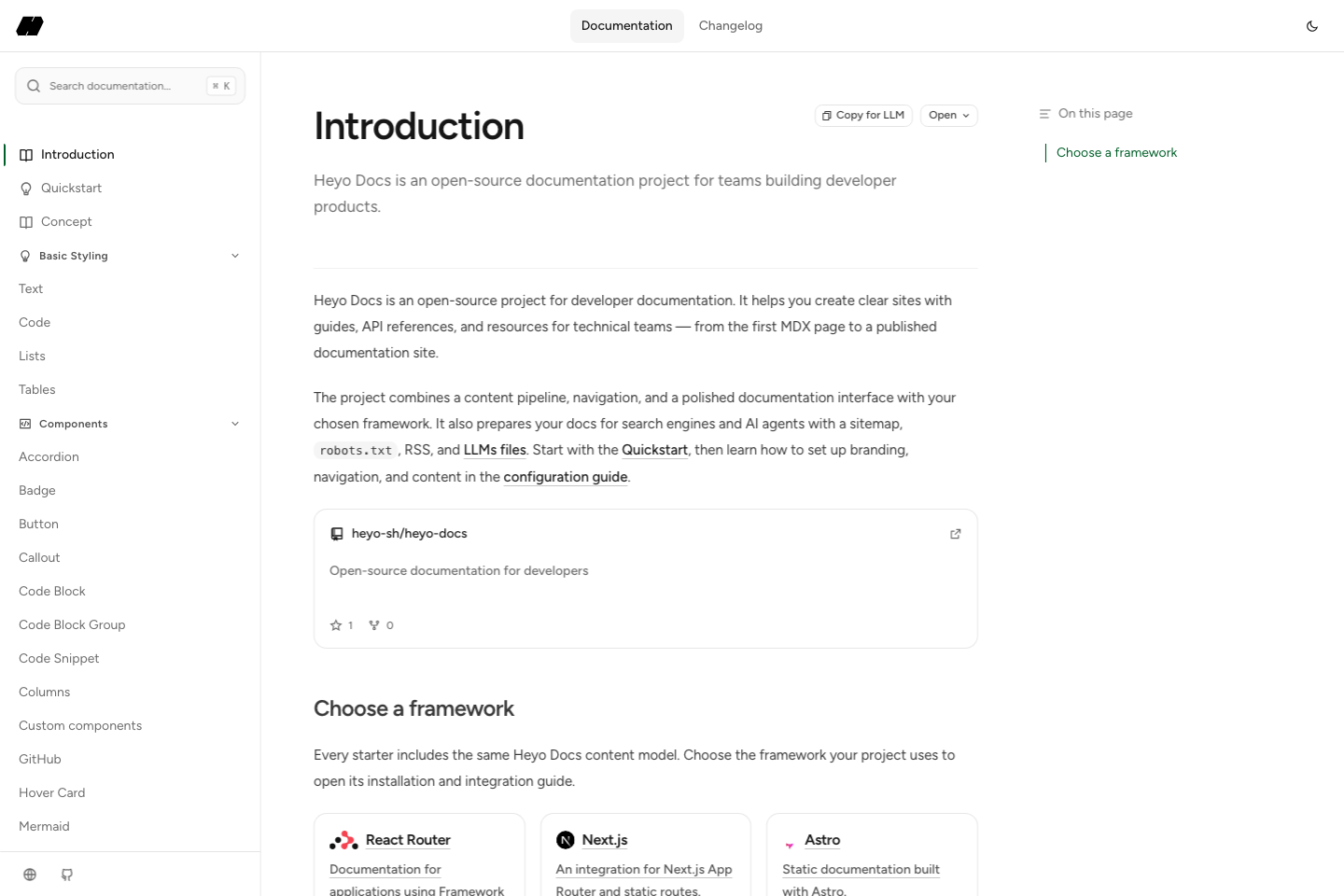 Moss theme rendering of the Introduction page